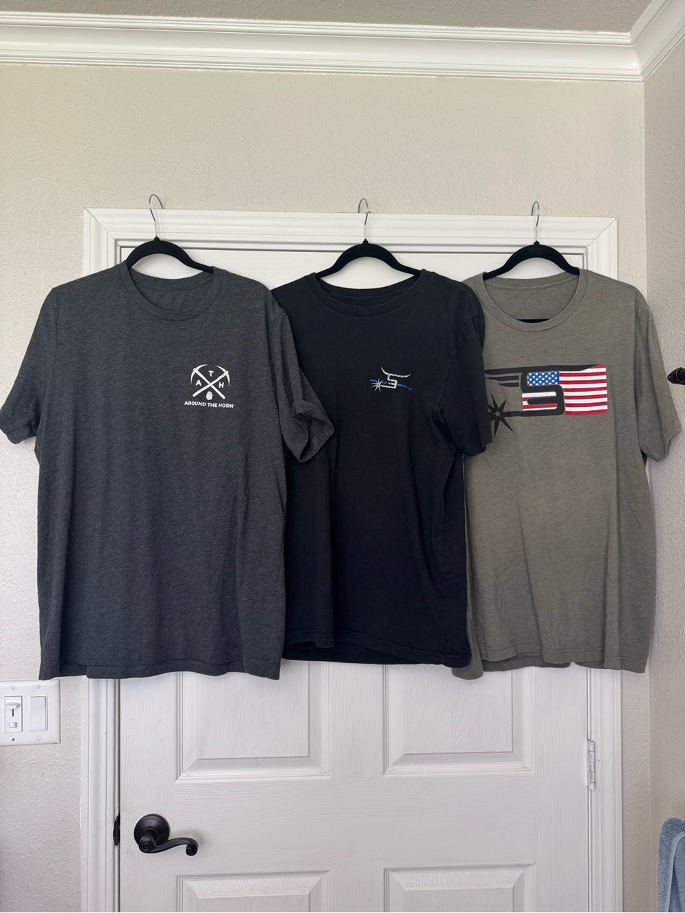 Men's Short Sleeve Crew Tees in Black, Charcoal & Olive